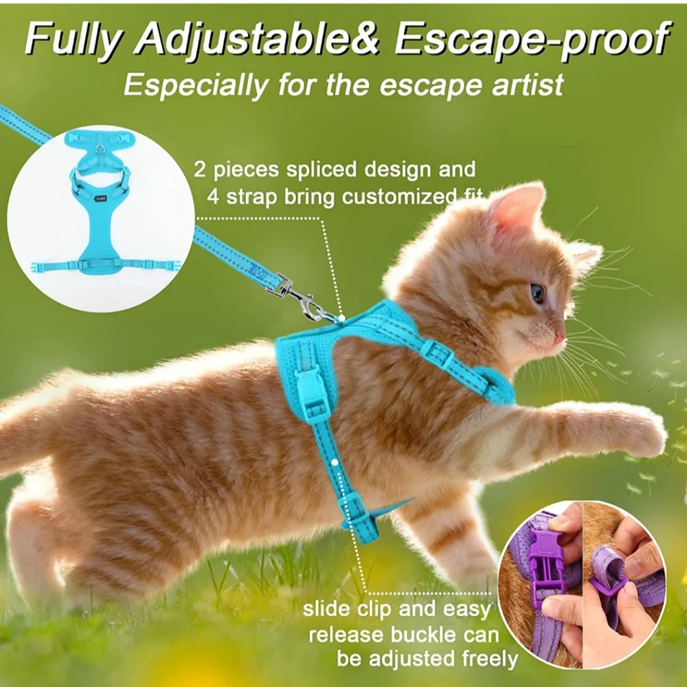 Supet Cat Harness and Leash Set for Cat, Small Size, Adjustable & Reflective